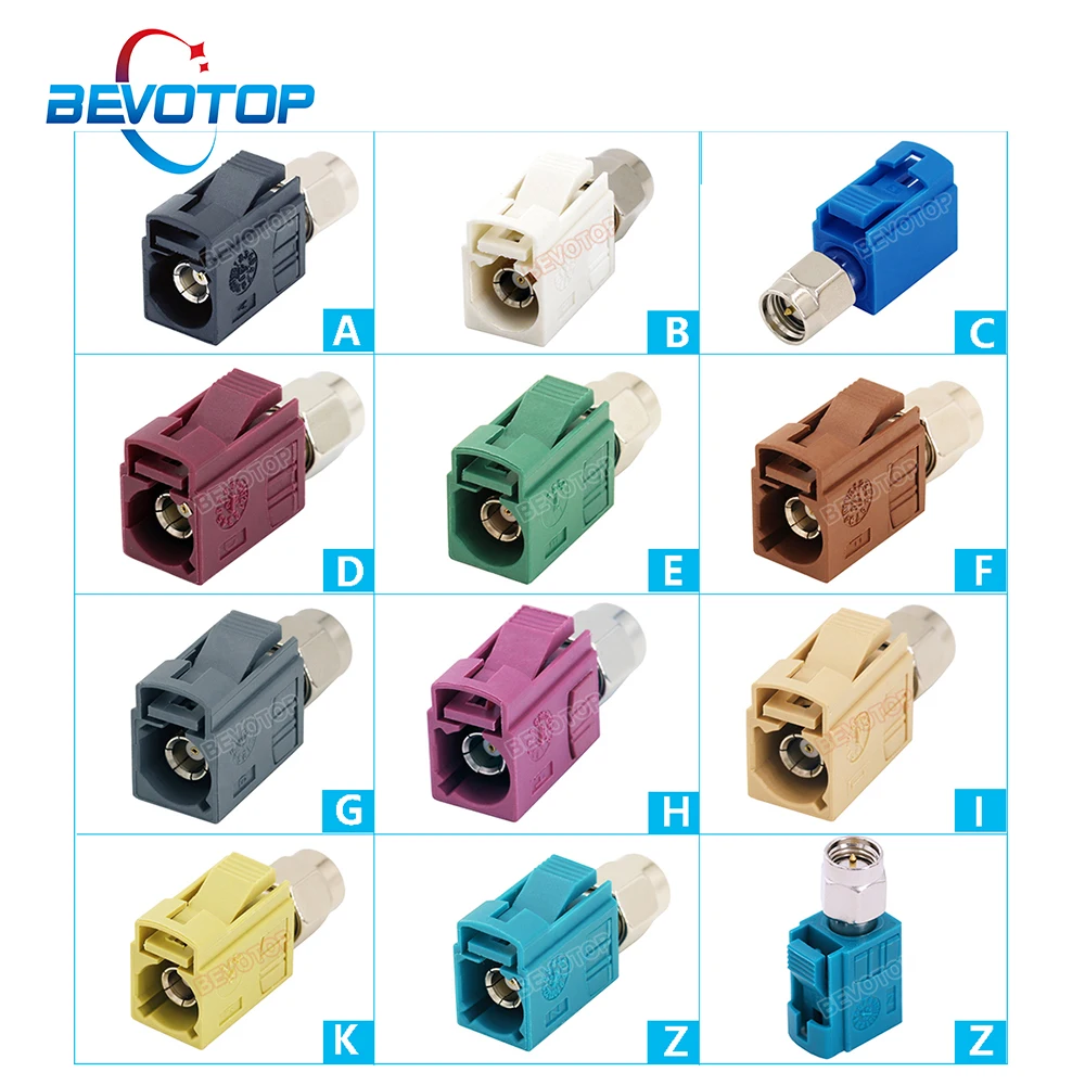 10 Pz/Lotto Nuovo Codice Fakra A/B/C/D/E/F/G/H/I/K/Z Jack Femmina A Spina Maschio Sma Adattatore Dritto Connettore Coassiale Rf Da 50 Ohm Bevotop