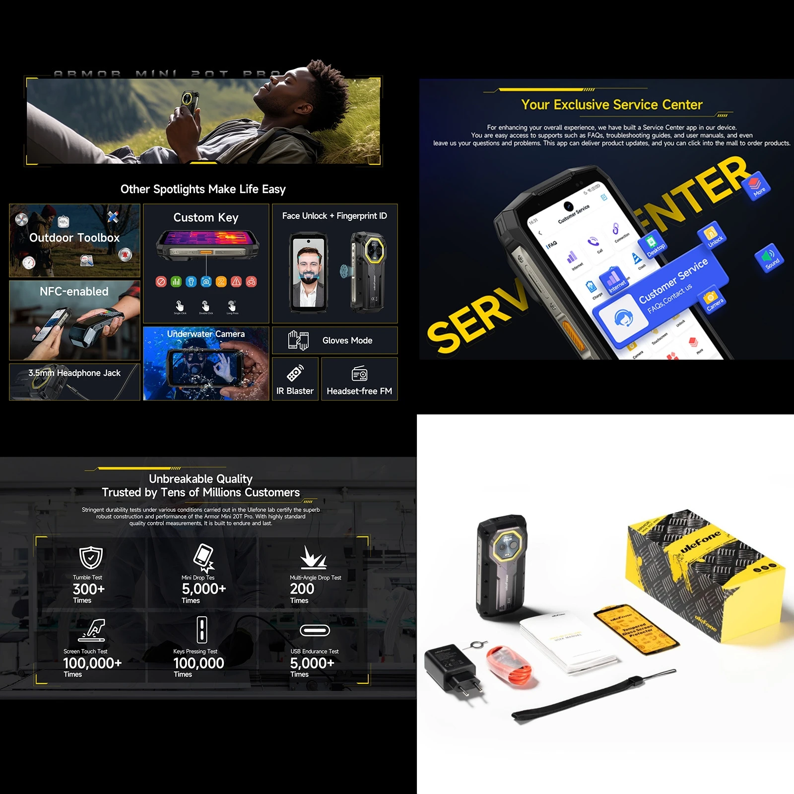 Ulefone Armor Mini 20T Pro Rugged Phone 8GB+256GB 4.7" Display 6200mAh MediaTek Dimensity 6300  Android 14 33W 5G Smartphone