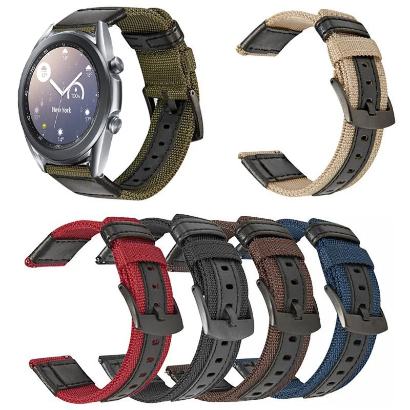 

For Samsung Galaxy Watch 3 41mm 45mm Strap 22mm 20mm Nylon Wrist Band For Galaxy 42mm 46mm Gear S3 S2 Sport Bracelet Ремешок