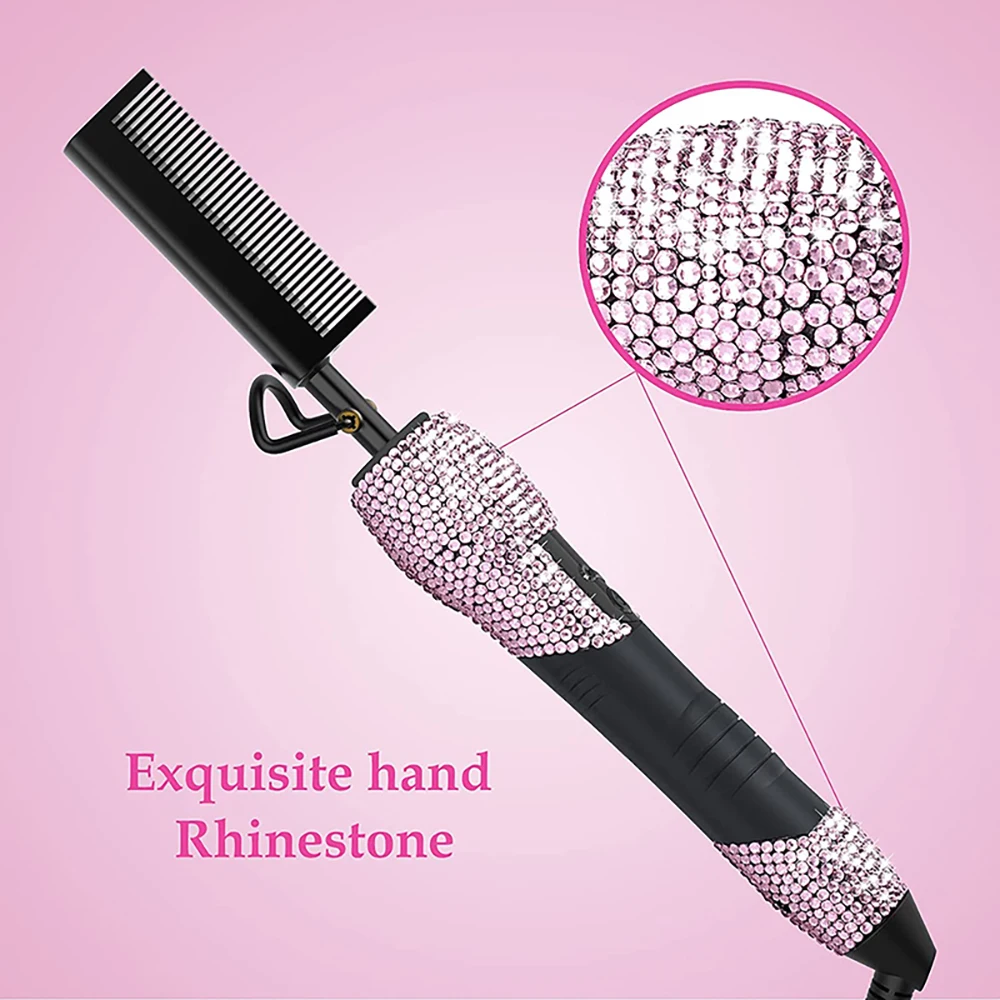 Electric Hot Comb Diamond Straightening Comb Pro Ceramic High Temperature Peine Alisador De Cabello for African American Hair 2