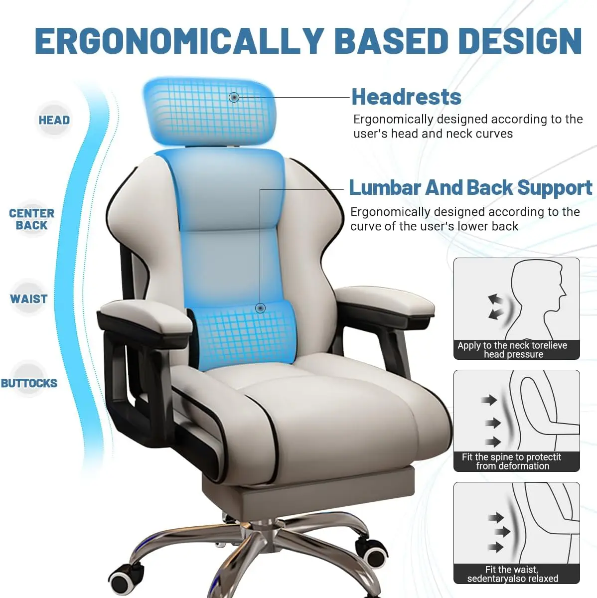 Executive Computer Chair Home Office Desk Chair,Adjustable Angle, Ergonomic Adjustable Height PU Leather Chairs with Cushions