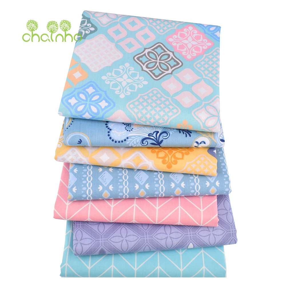 Geometric Printed Twill Cotton Fabric,DIY Sewing Quilting Patchwork Cloth,For Baby & Children Bedding Material,40x50cm,100x160cm
