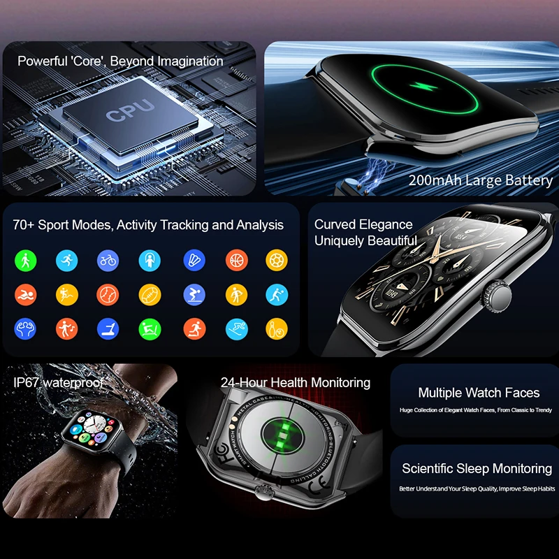 LIGE New Ultra Thin Smart Watch Men 1.96"AMOLED 368*448 HD Pixel 3ATM Waterproof Call Reminder Smartwatch Ladies For Android iOS