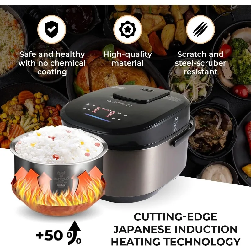 Rice Cooker and Warmer, 1.8L, 10 cups of rice, Non-Coating inner pot, Efficient, Multiple function, Induction Heating (10 cups) 5