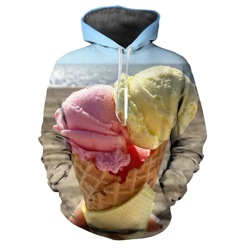 thumbnail image 1 of Sudadera con capucha con estampado 3D de helado de comida para hombre, ropa de primavera y otoño, sudadera de manga larga, sudadera con capucha de calle de talla grande, 1 of 5