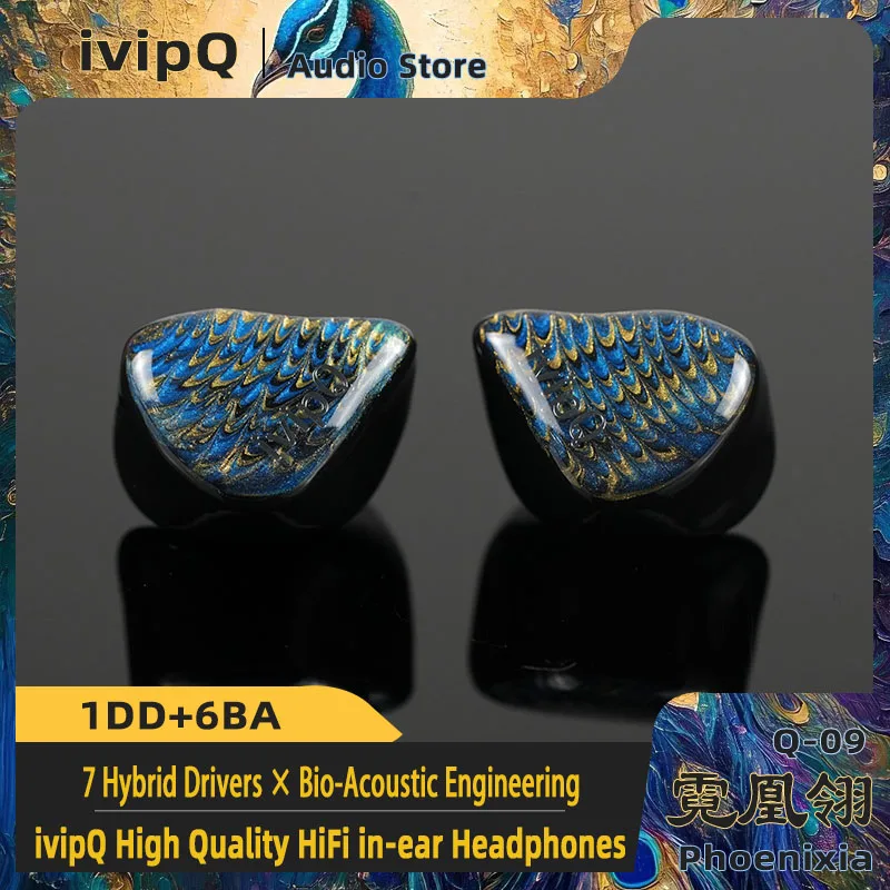 ivipQ-Q09 Phoenixia Sound Balance in Ear HiFi Earphone 1DD+6BA Dynamic Extremely Musical IEMs 4.4mm 2pin Cable, for Musicians 6
