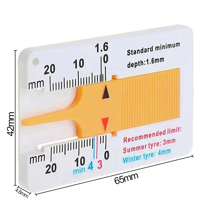 Tyre Tread Depth Gauge 0-20mm Auto Car Motorcycle Trailer Van Wheel Measure Tool