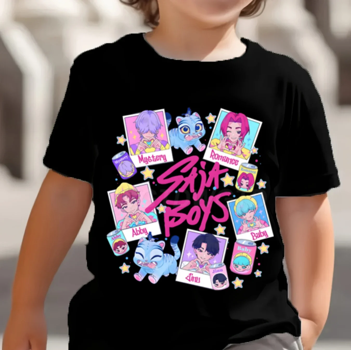KPop Demon Hunters Saja Boys Kids T-shirts Baby Girl Boy Cartoon Short Sleeve Tops 2025 Anime Fans T-shirt Children's Clothing 5