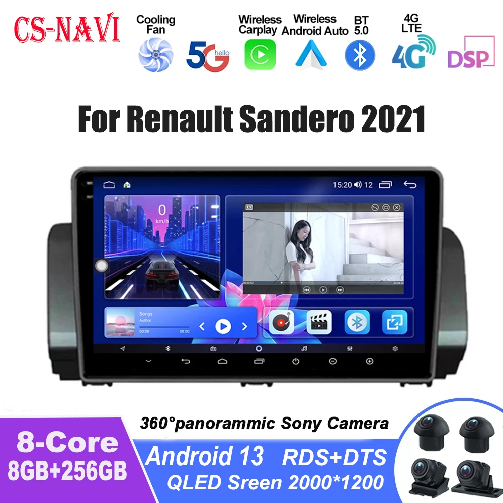 Autoradio Android 13 avec Navigation GPS et Caméra pour Renault