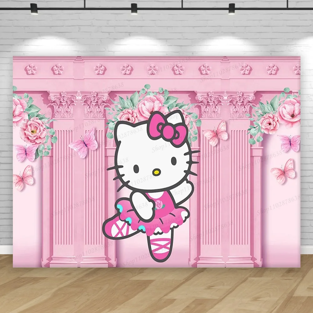 thumbnail image 1 of Fondo de Hello Kitty, decoración de fiesta, niña, niños, Fondo de cumpleaños, fotografía de gatos lindos, accesorios de estudio fotográfico, suministros de pancarta, 1 of 5