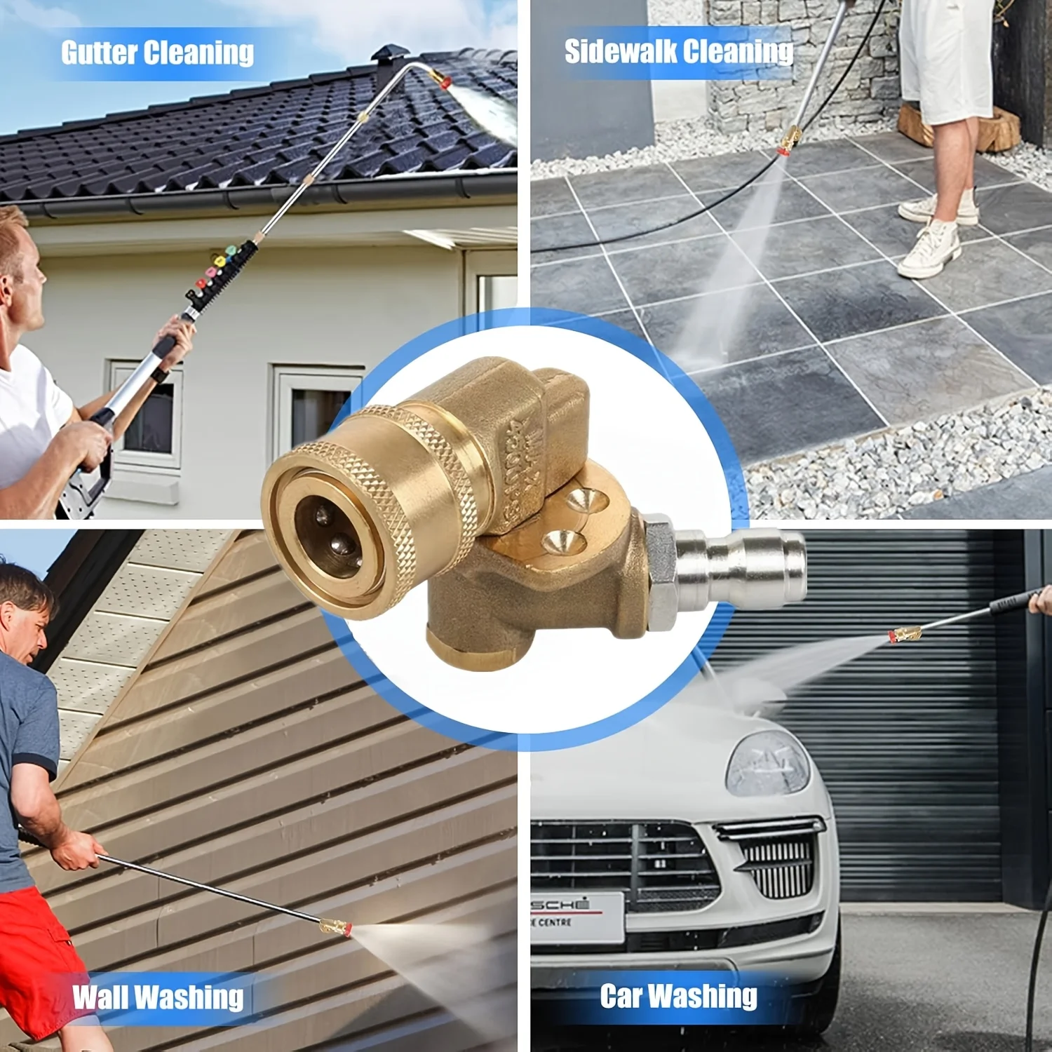 4500PSI High-Pressure Rotating Nozzle, 5 Adjustable Angles, Brass Quick Connect, 180° Rotation for Tight Spaces & Cleaning 5