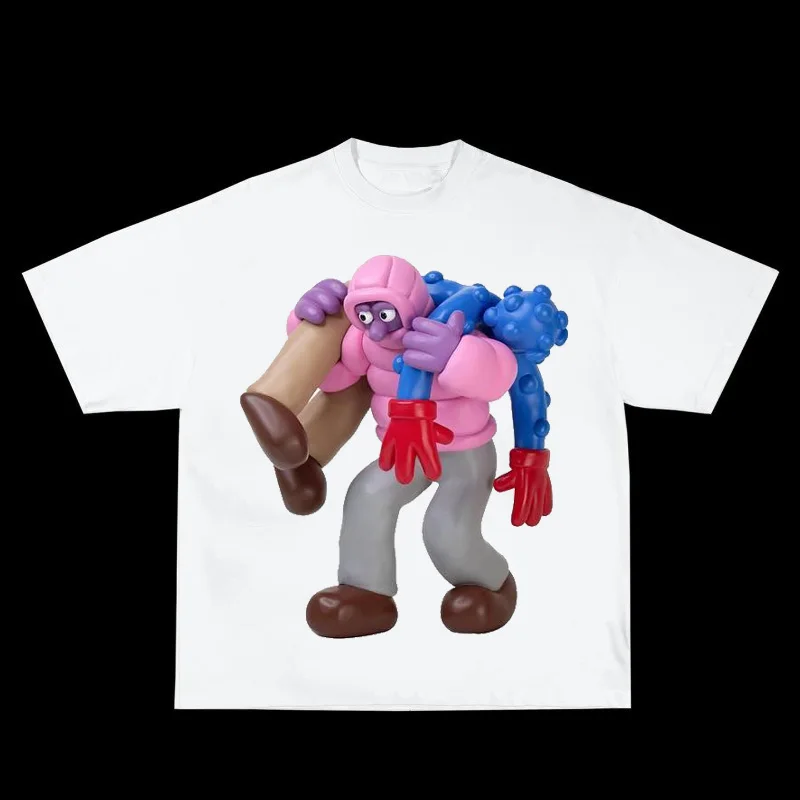 Oversized Cotton Y2k Hip Hop Korean Vintage Hip Hop funny printing Graphic Short Sleeve loose casual Aesthetic punk T-shirt