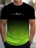 Men's Gradient Reset Letter 3D Printed T-shirt Summer Outdoor Casual Sports Quick Drying Short Sleeve Top Plus Size Men Clothing 5