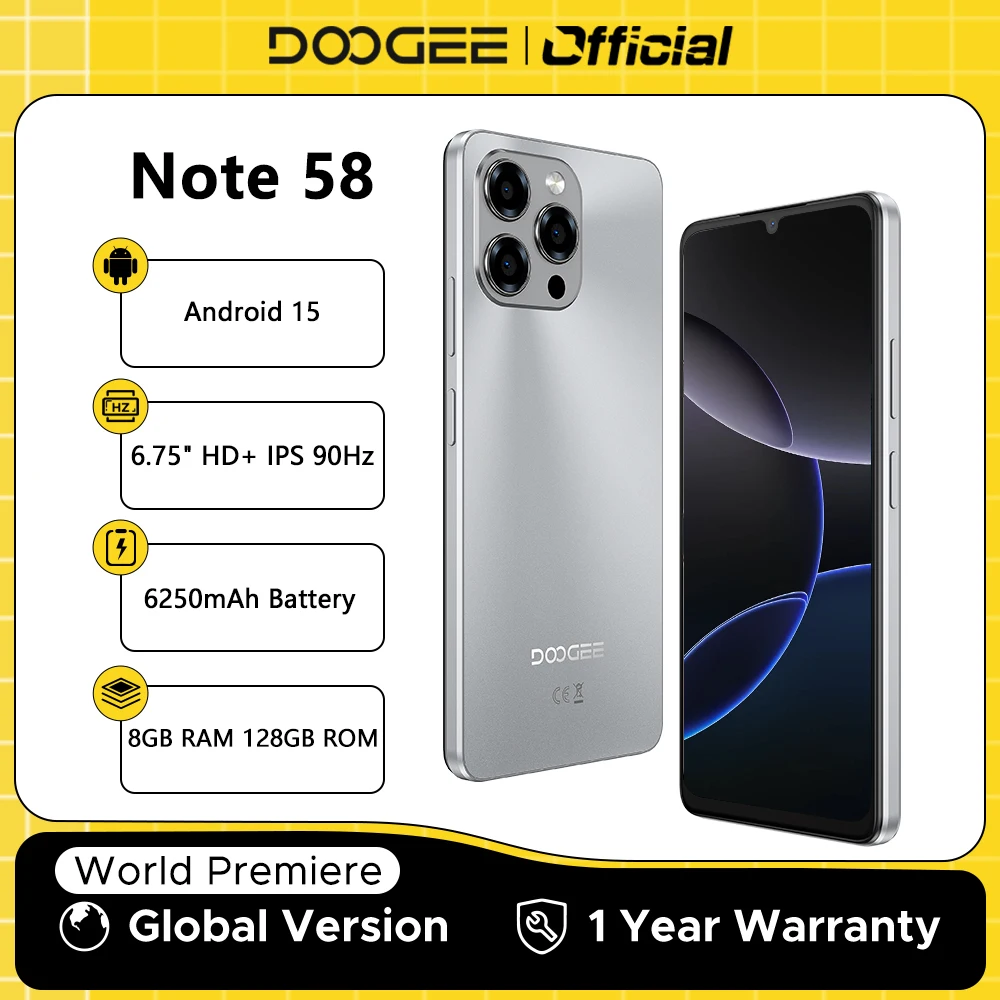 Global Version DOOGEE Note 58 8GB RAM 128GB ROM 6.75