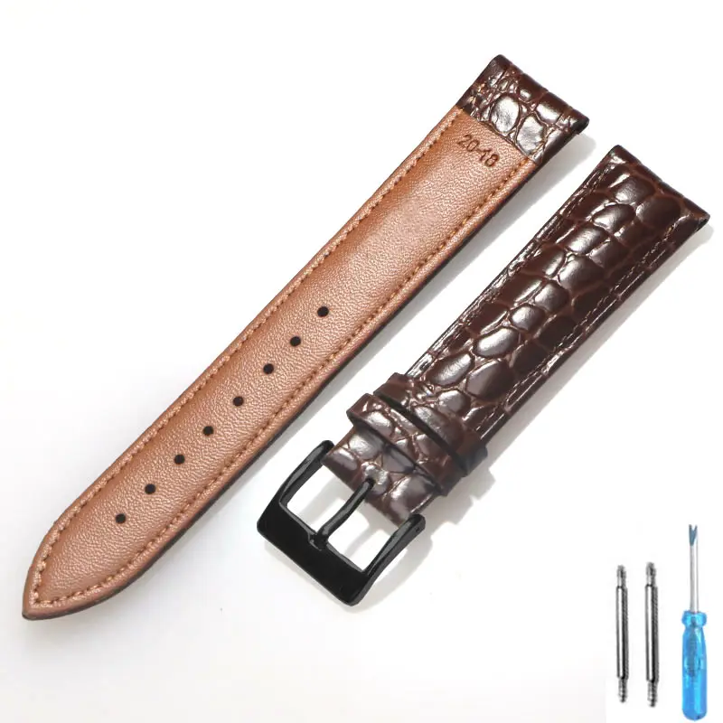 Elegant Leather Pin Buckle Watch Strap