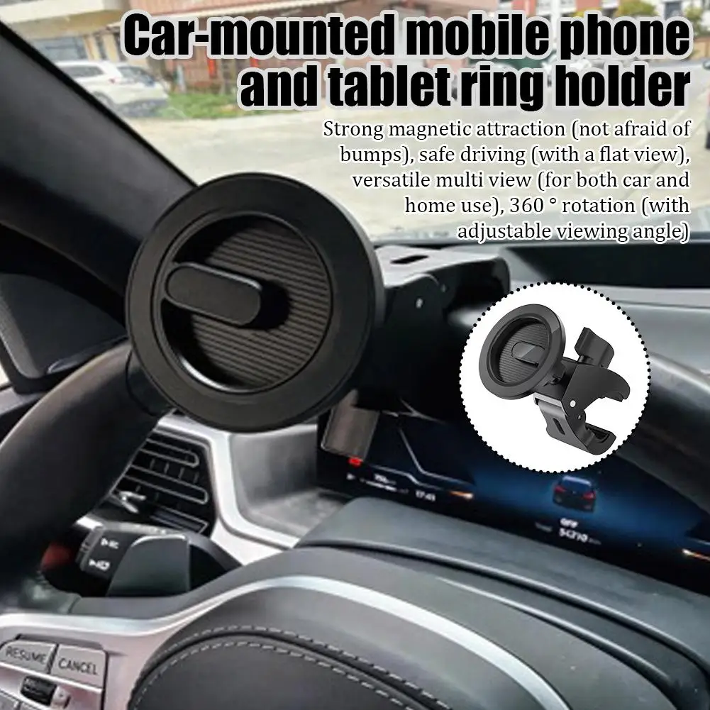 Universal Magnetic Car Phone Holder | Steering Wheel Clip Smartphone Stand & Tablet Ring