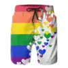 Pride Rainbow Colored Love Hearts Mens Swim Trunks Quick Dry Beach Board Shorts Swimwear Suits 4
