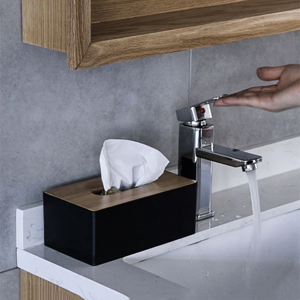 1pc Wood Cover Tissue Box Creative Multi-Functional Table Storage Box Hotel Toilet Paper Storage