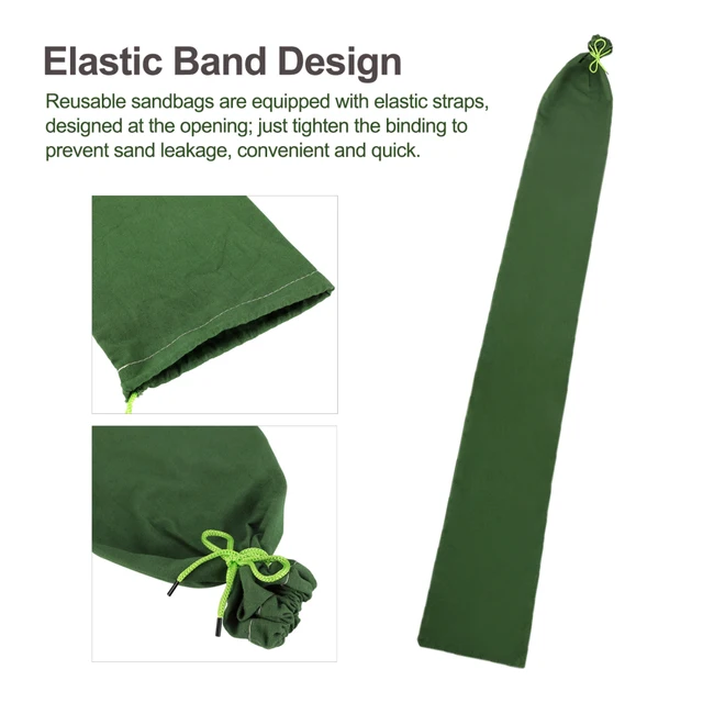 Üres Homokzsák -Árvízvezérlő Táska Újrafelhasználható A Zöld Megvastagodott Vízálló Vászon Elárasztásához. Hosszú Homok Nélküli Homokzsákok - Image 5