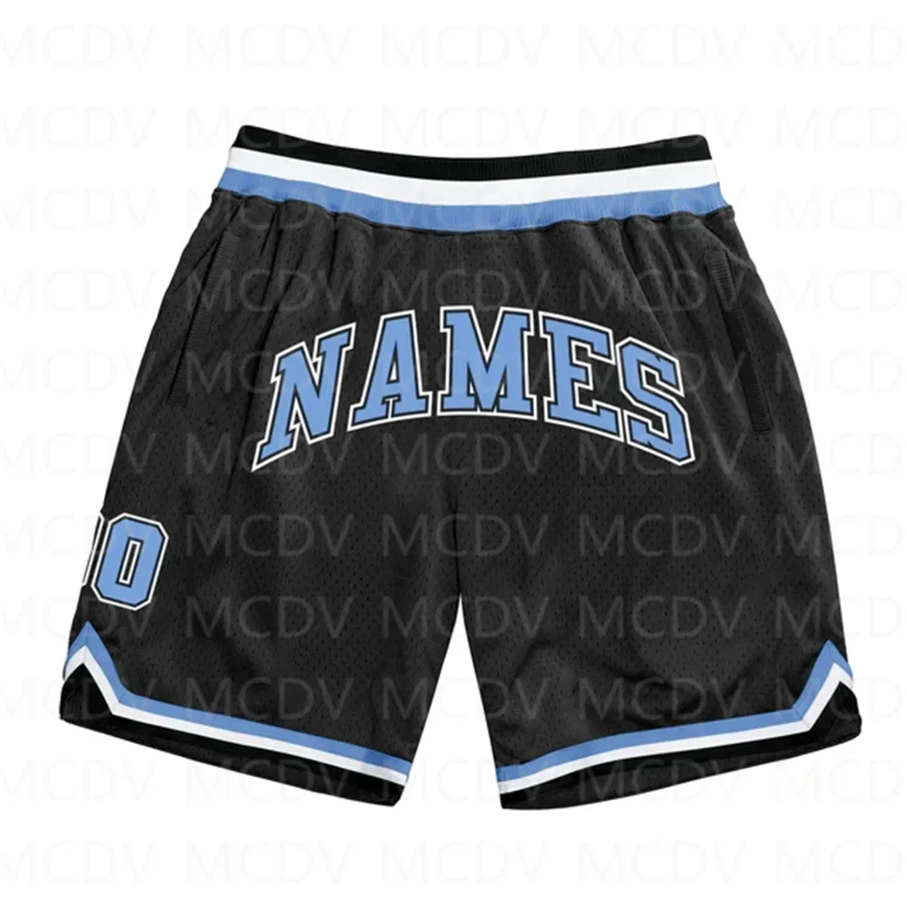 Custom Black Light Blue-Pink Authentic Throwback Basketball Shorts  3D All Over Printed Men's Shorts Quick Drying Beach Shorts 3