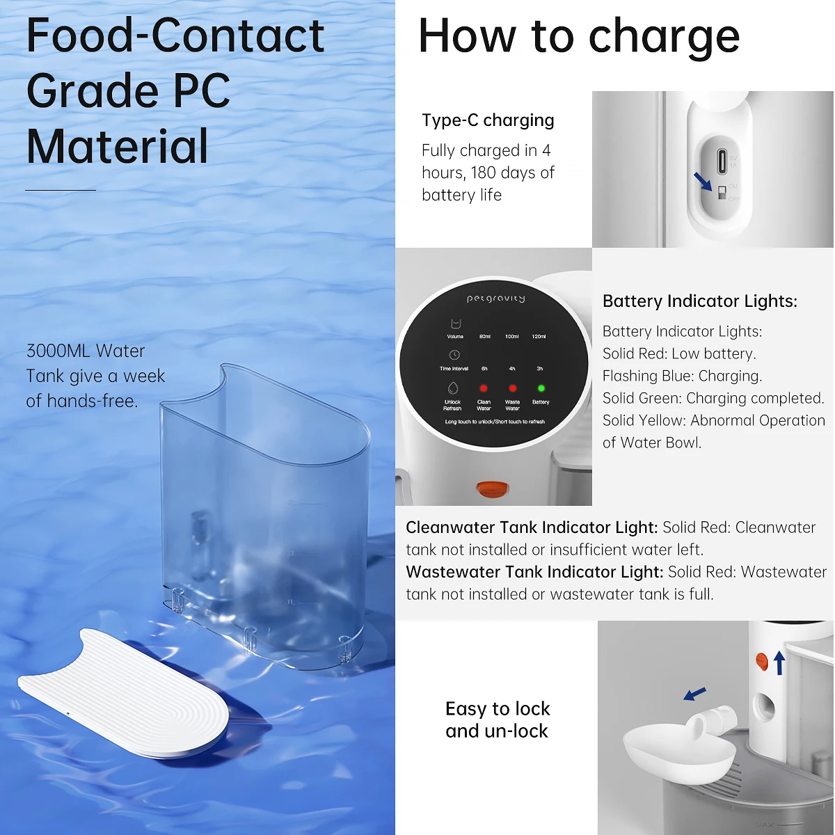 Pet water dispenser Dog and Cat Water Dispenser Dumping Cat Water Dispenser Running Water Charging Automatic Water Feeder 5