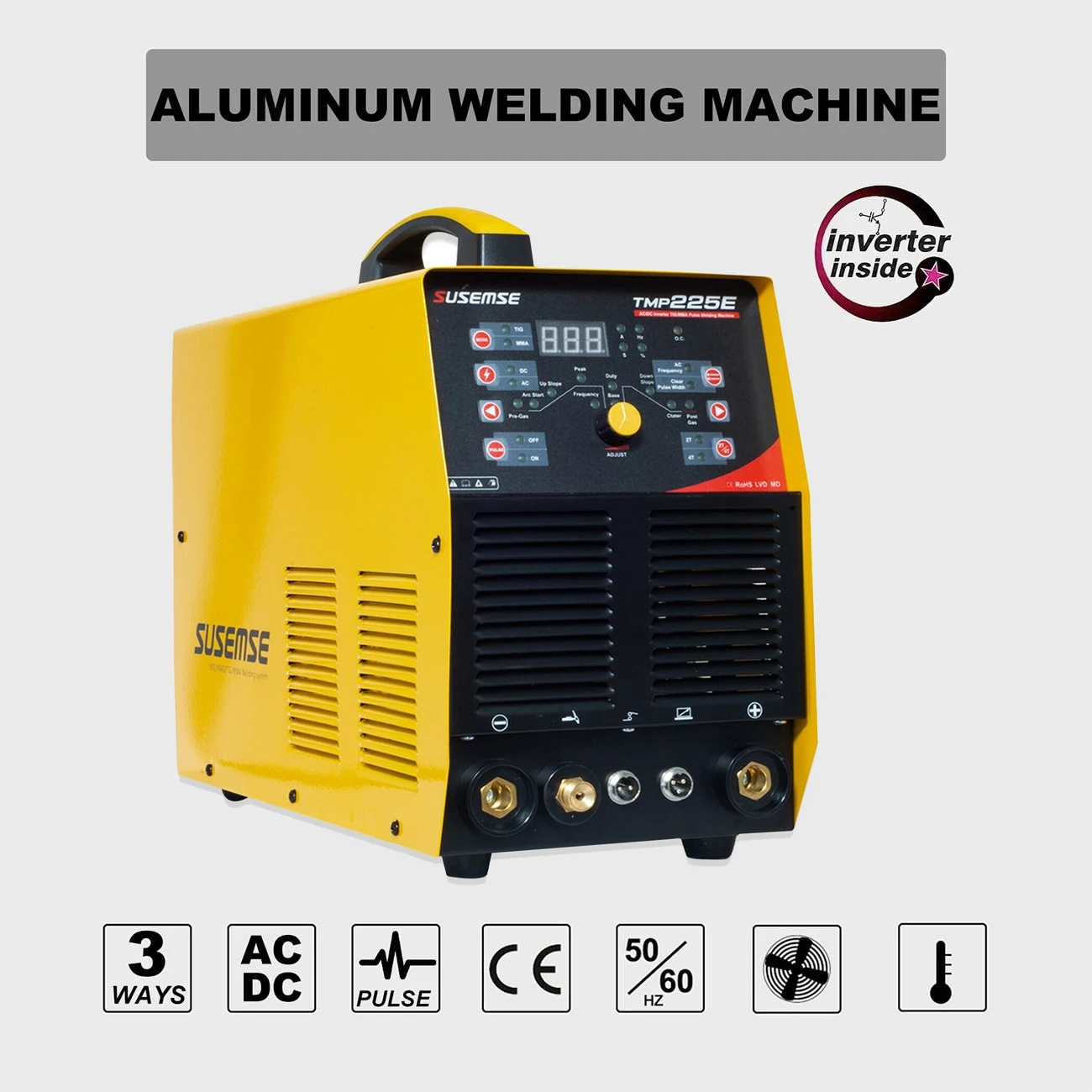 Susemse Welding Machine TMP225 5 In 1 Combination Aluminum Welder HF TIG/MMA/Pulse/LIFT TIG Semi-automatic Welding Machine AC/DC