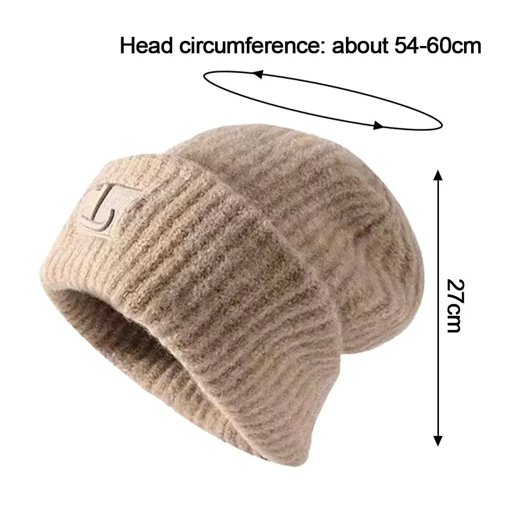 Winter Warm Knitted Cap Casual Solid Color Beanies Windproof Warm Hat Women's Fashion Ear Warmer Cap Hip-hop Bonnet