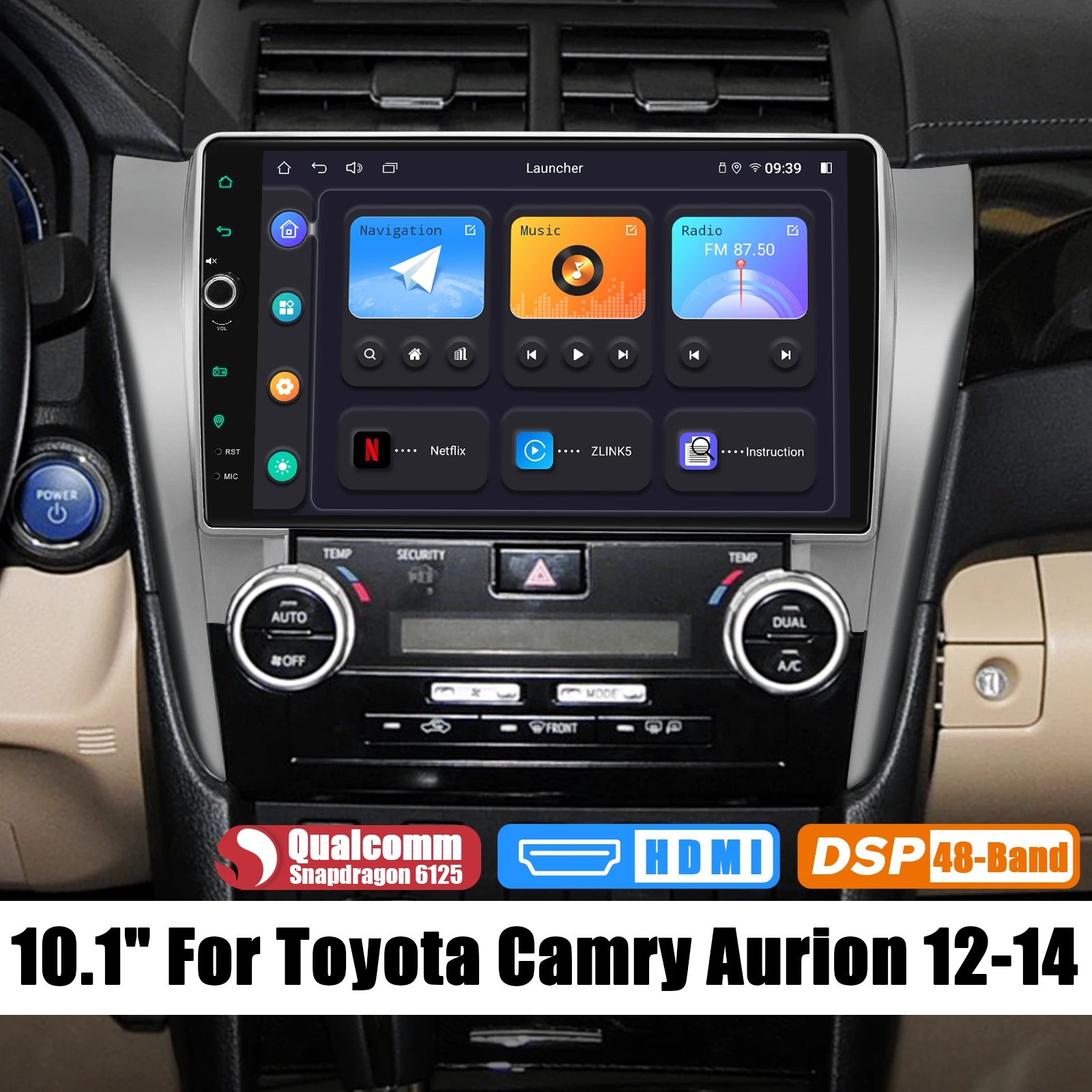 

10.1"Android Car Multimedia Player GPS Navigation System Head Unit For Toyota Camry Aurion 2012-2014 Built-in Carplay HDMI