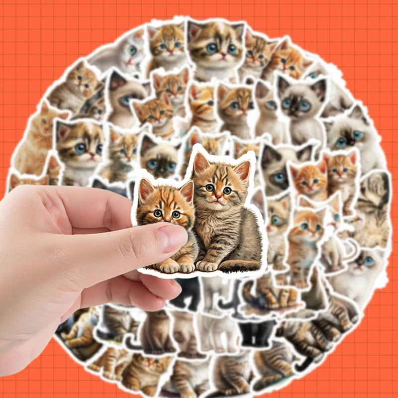 50/100Pieces/pack Of Cute Cat Stickers Set Cup Decoration Graffiti Waterproof Animal Stickers