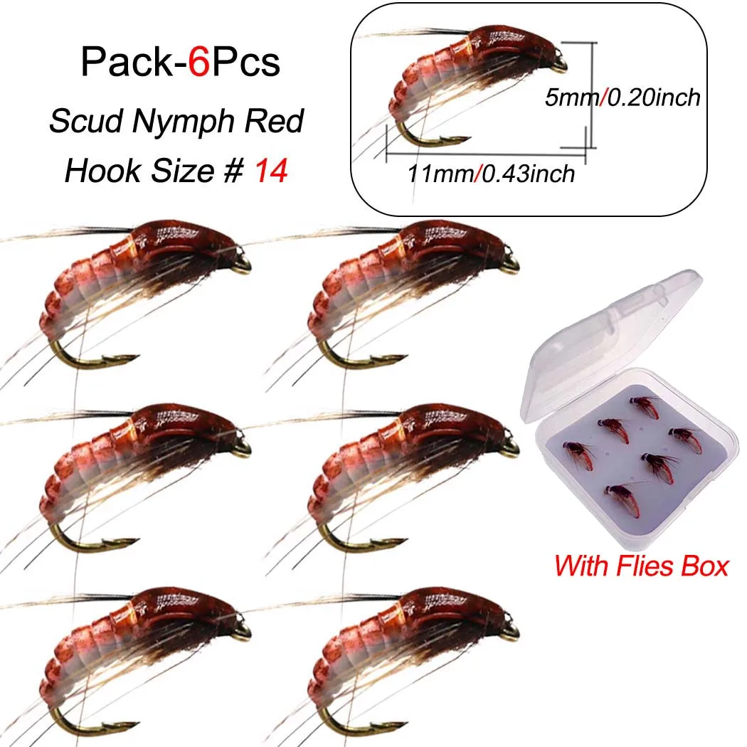 Lot De 6 Leurres Pêche à La Mouche - Nymphes Réalistes Pour Truite, Perche, Brochet, Avec Boîte De Rangement