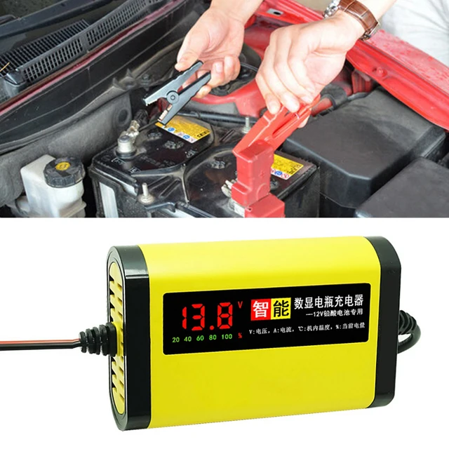 Auto Batterie Ladegerät Led-anzeige Kurzschluss Schutz UNS/EU Stecker für  Automotive Lkw Motorrad Blei-säure Batterie ladegerät - AliExpress