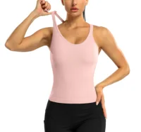 Anfilia Women Sports Tank Tops Slim Fit with Padded Solid U Neck Racerback High Elastic Running Yoga Cycling Tops 2