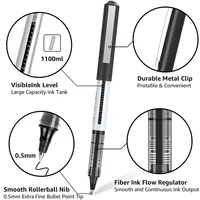 Deli RollerBall Pens, 0.5mm Fine Point Liquid Gel Ink Rolling Ball Quick Drying Gel Pen for School Office Writing 2