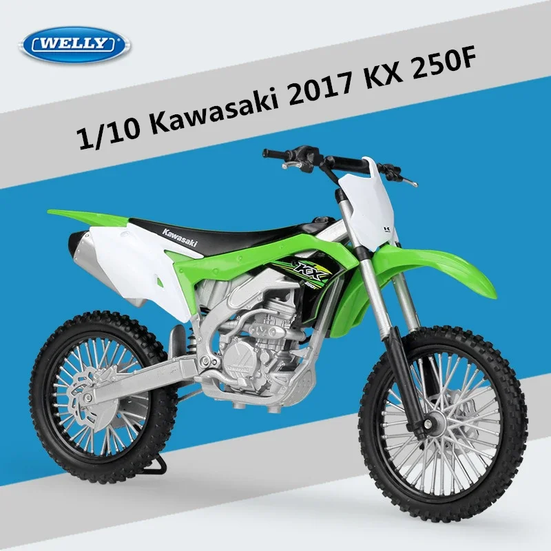 

Модель мотоцикла Welly 1:10 Kawasaki 2017 KX 250F из сплава, модель высокой модельки из литая металла, Коллекционная модель мотоцикла, подарки для детей