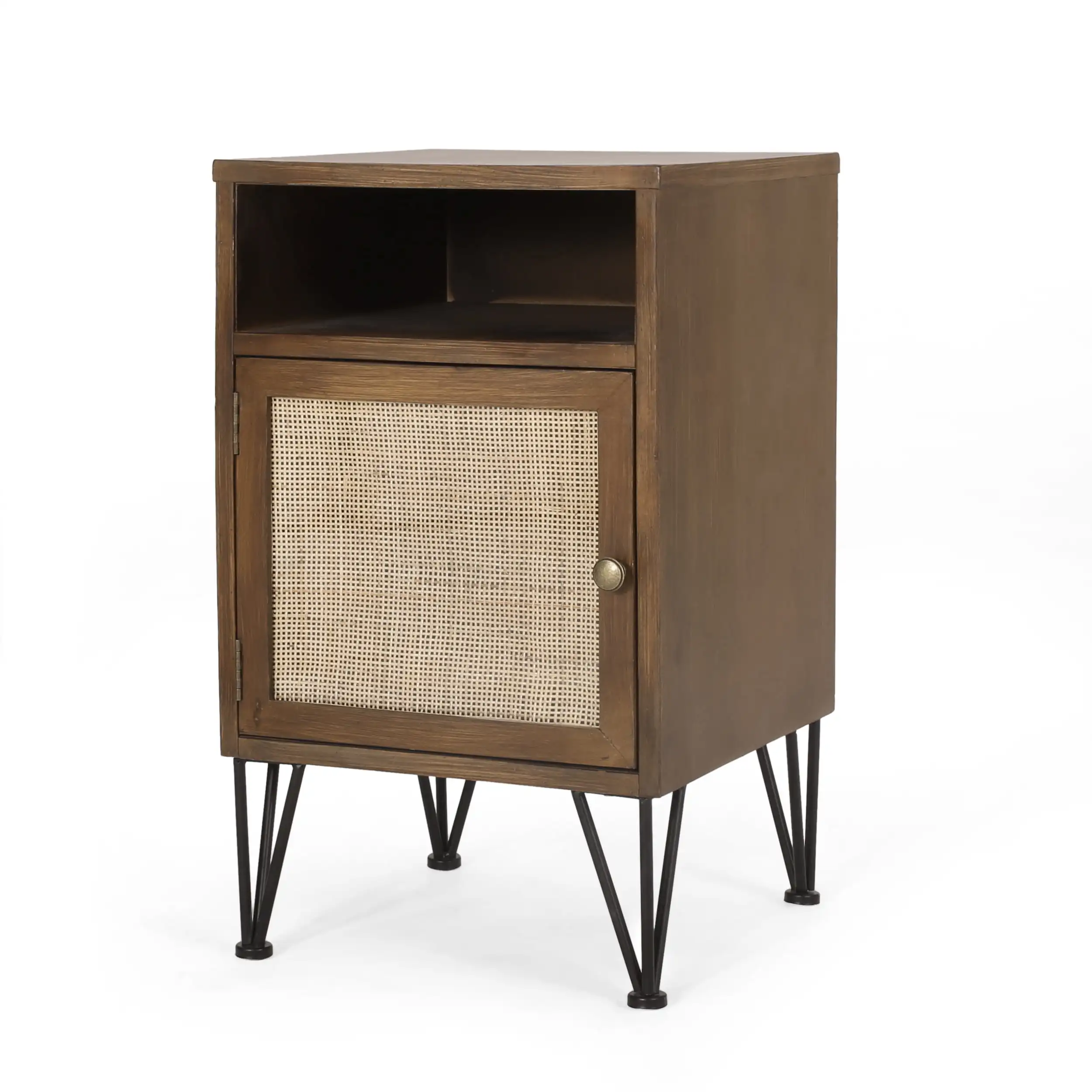 

Luxurious Refined Fashionable and Elegant End Table with Storage Walnut Natural and Black