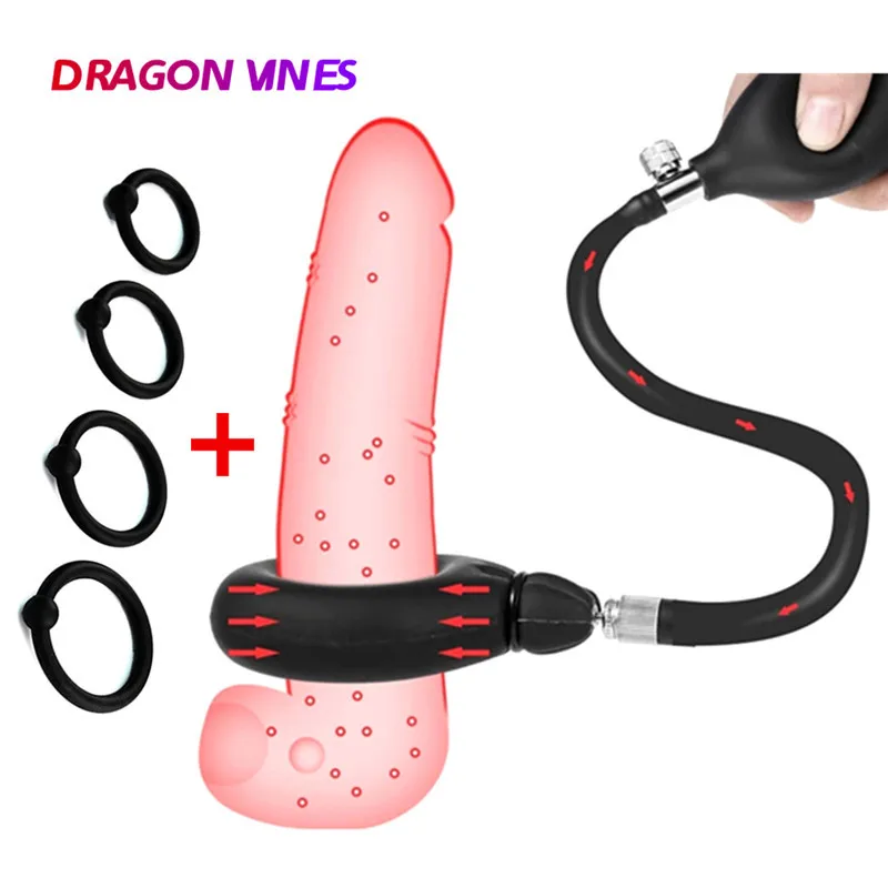 New Inflatable Lock Penis Ring Detachable Silicone Cock Ring For Man Delay Ejaculation Sex Toys For Men Dick Erection Adult Shop
