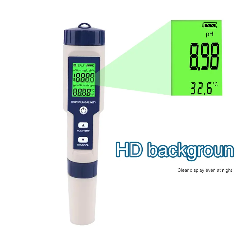 NOYAFA EZ-9909 5 in 1 TDS/EC/PH/Salinity/Temperature Meter Digital Water Quality