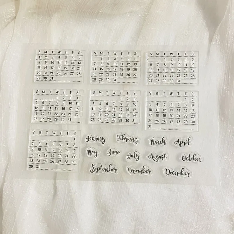 Perpetual Calendar Transparent Clear Stamps Scrapbook Card Album Paper  Stamps for Diy Handmade Silicone Rubber Roller Stamps