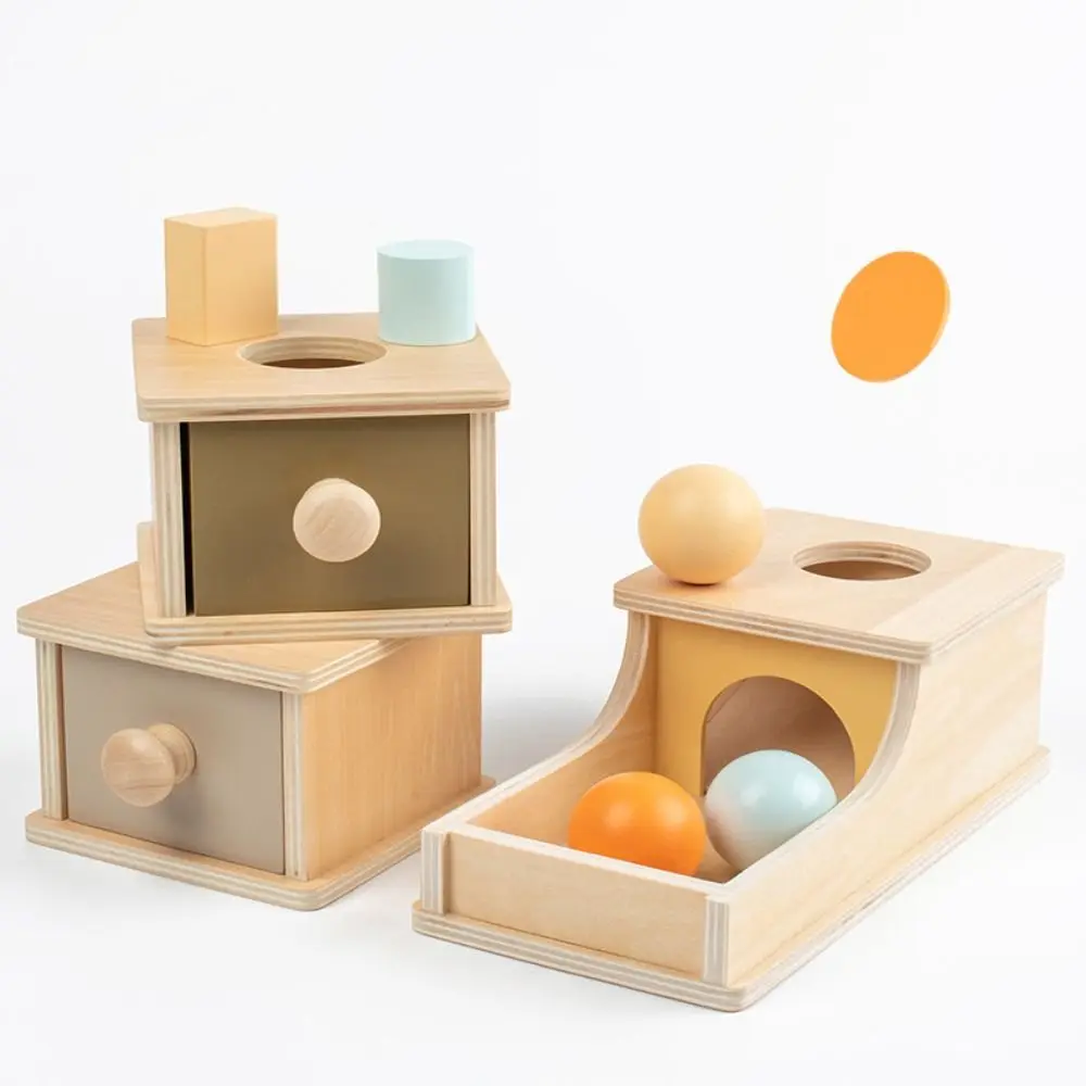

Macaroon Color Montessori Object Permanence Box Intellectual Development Early Education Textile Coin Ball