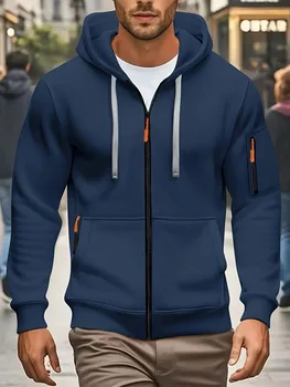 2025 nuovo autunno e inverno sciolto plus size tendenza uomo multi tasca con cerniera cardigan felpa giacca felpa con cappuccio 1