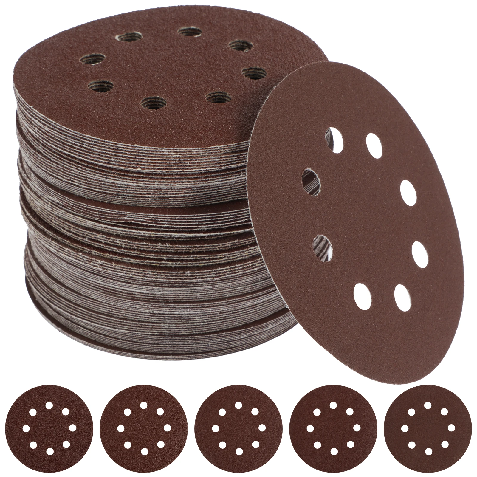 

100Pcs Sanding Discs Compatible with PEX 220 A 125mm/5inch Aluminum Oxide Hook and Loop Sandpaper Durable 8-Hole Round Sanding