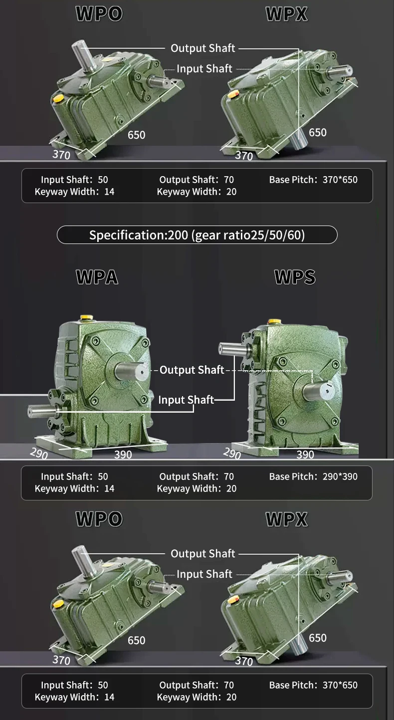 WPA WPS WPO WPX40 50 60 70 80 100 Getriebe, Eisengehäuse, Schneckengetriebe, Untersetzungsgetriebe, kleiner Motor, Getriebe, Untersetzungsbox – Detail 18