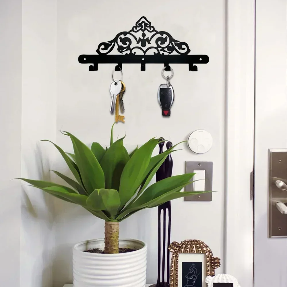 Decorative Wall Rack, Metal Wall Mounted Rack Hook, Wall Hanging Key Hanger, Household Coat Rack 4