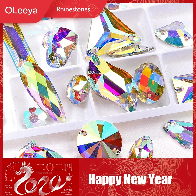 Resin All Shapes Crystal AB Round Sew On Rhinestones Flatback стразы ...