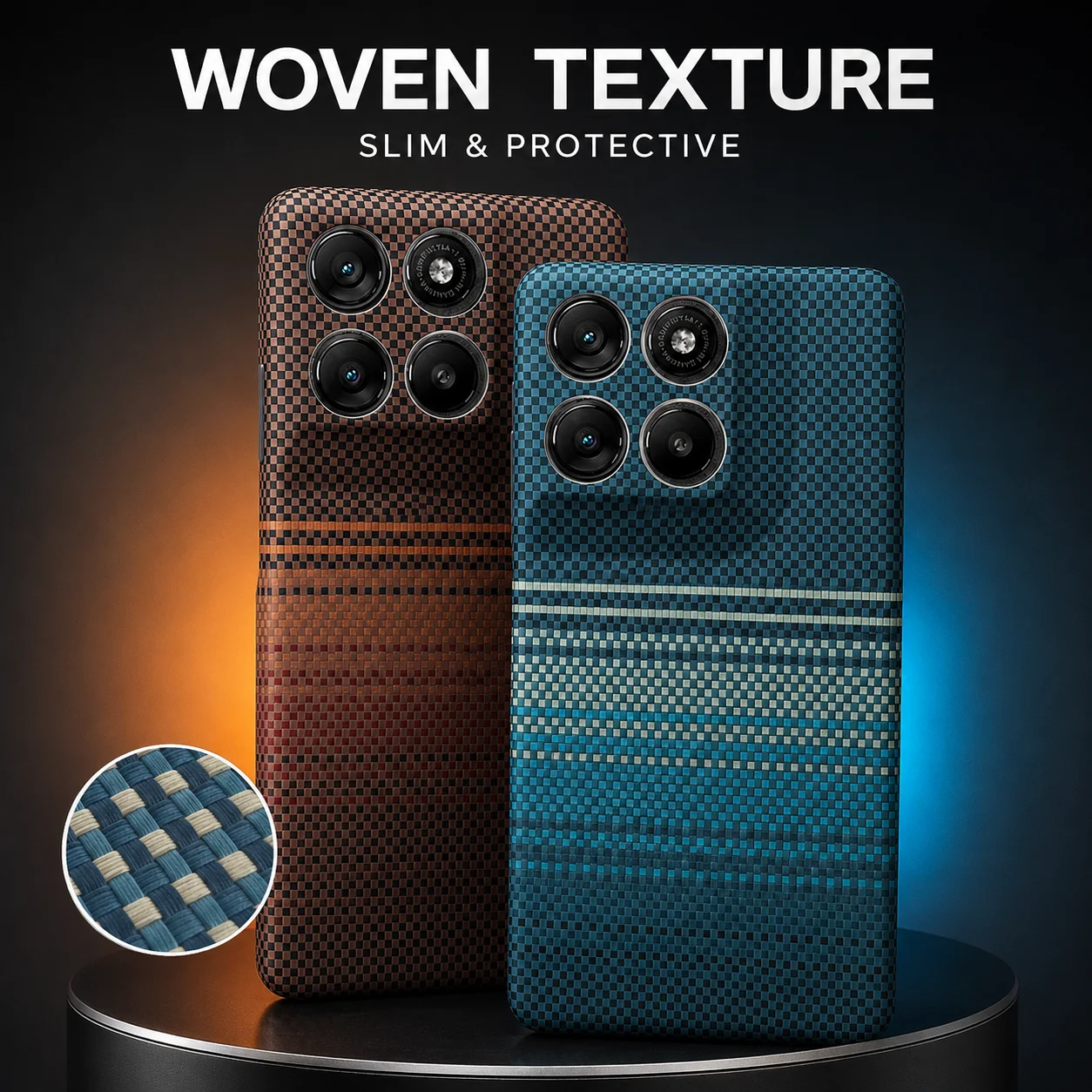 Luxury Kevlar Striped Back Cover with Wireless Charging Support