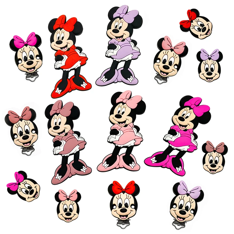 Teething Toys Pacifier Clip Pacifier Chain Pacifier Accessories Baby Silicone Accessories 1pcs Silicone Disney Mickey Mouse BPA Free Teething Infant Chewable Dummy Necklace