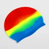 New Color Block Silicone Adult Waterproof Swimming Cap Dry Hair Swim Cap for Men Women Protect Ear Swim Hat Swimming Accessories 2