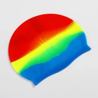 New Color Block Silicone Adult Waterproof Swimming Cap Dry Hair Swim Cap for Men Women Protect Ear Swim Hat Swimming Accessories 2