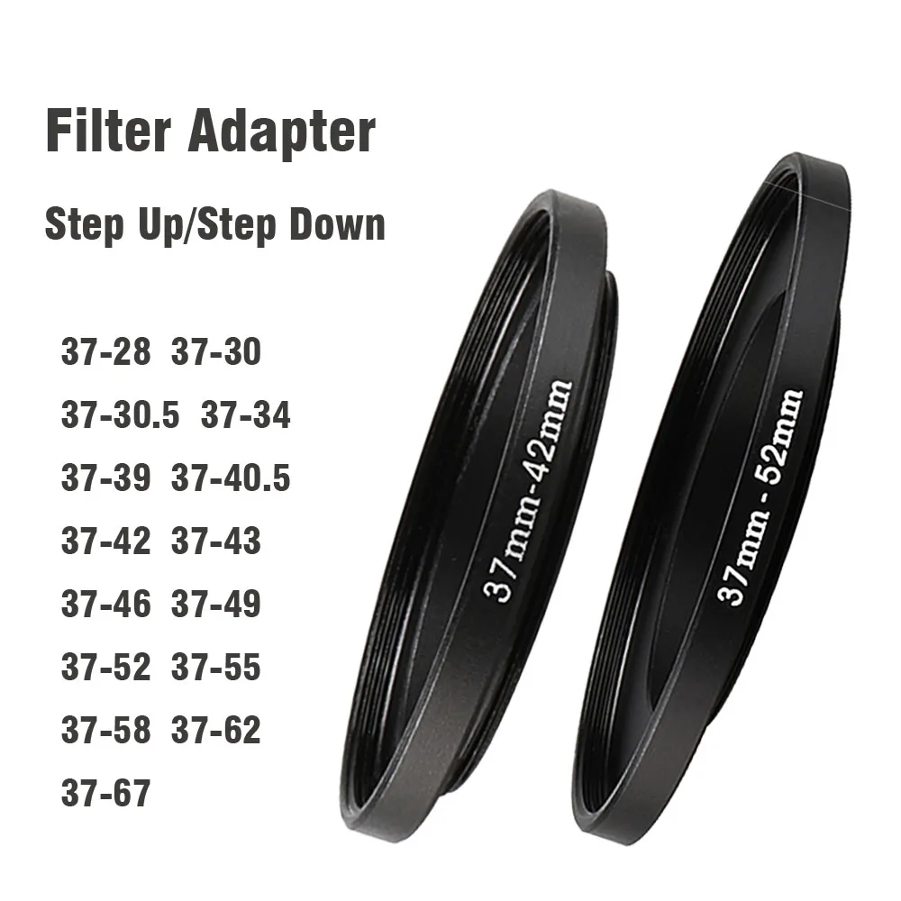 Camera lens Filter Adapter Ring Step Up / Down Ring Metal 37mm - 28 30 34 40.5 43 46 49 52 55 58 mm for UV ND CPL Lens Hood etc.