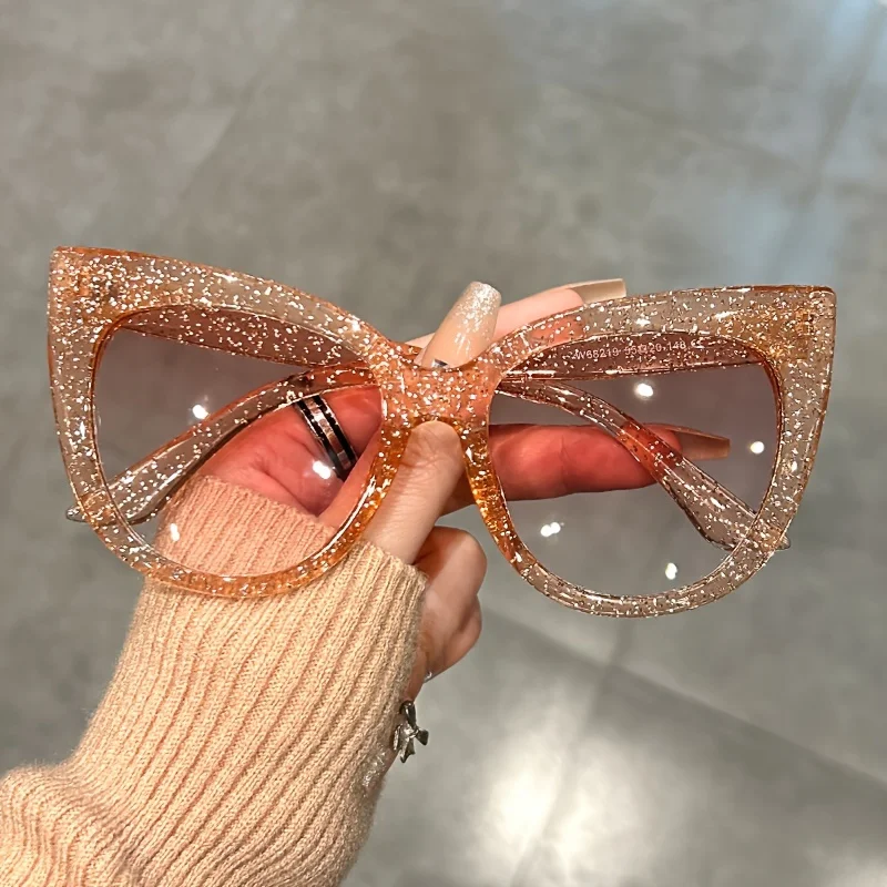 ظلال شمسية بعدسات متدرجة كلاسيكية على شكل عين القطة - نظارات شمسية كبيرة للنساء - أزياء الفهد لحفلات العطلات على الشاطئ